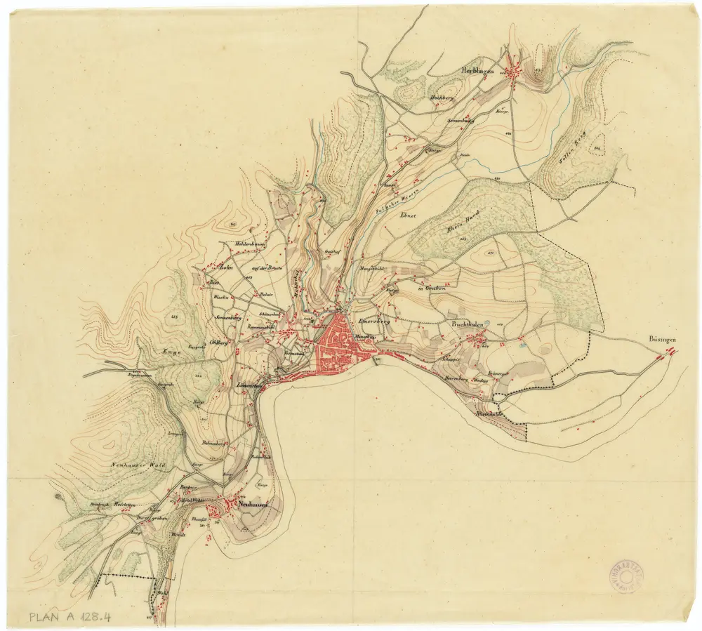 Vorlagen für die Topographische Karte des Kantons Zürich (Wild-Karte): Kopien aus anderen Kartenwerken für ausserkantonale Gebiete: Schaffhausen