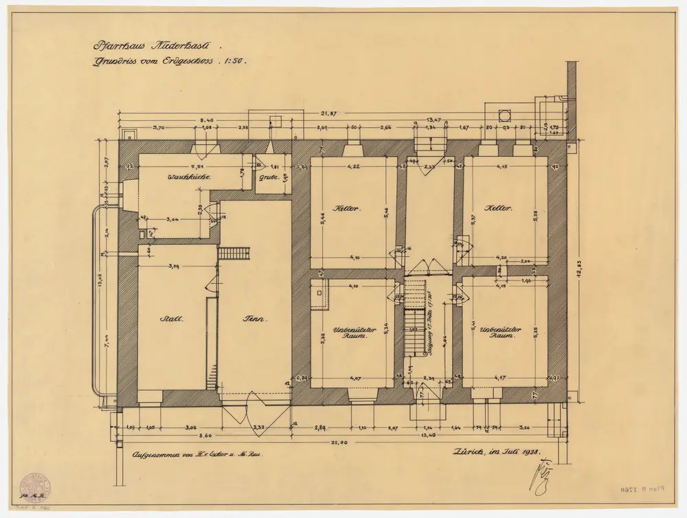 Niederhasli: Pfarrhaus, Erdgeschoss; Grundriss