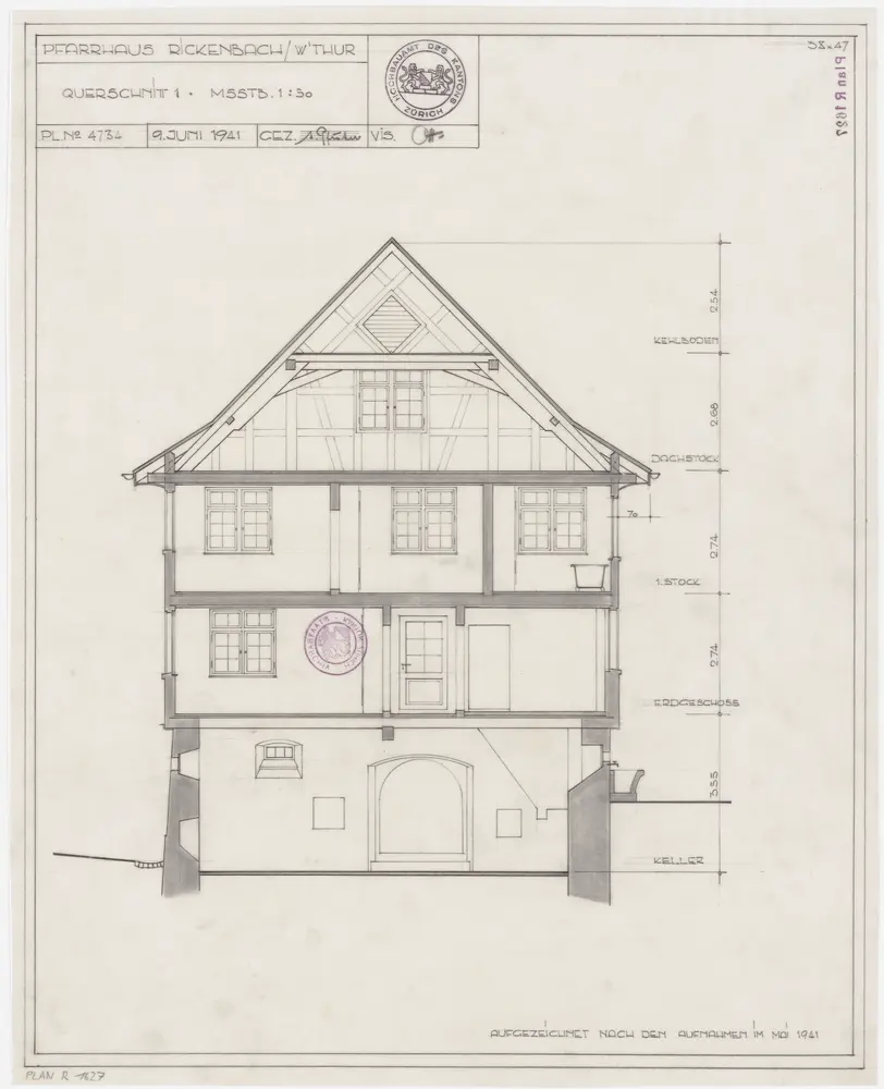 Rickenbach: Pfarrhaus; Querschnitt