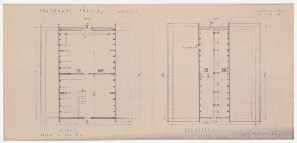 Bülach: Pfarrhaus, Dachgeschoss und Kehlboden; Grundrisse