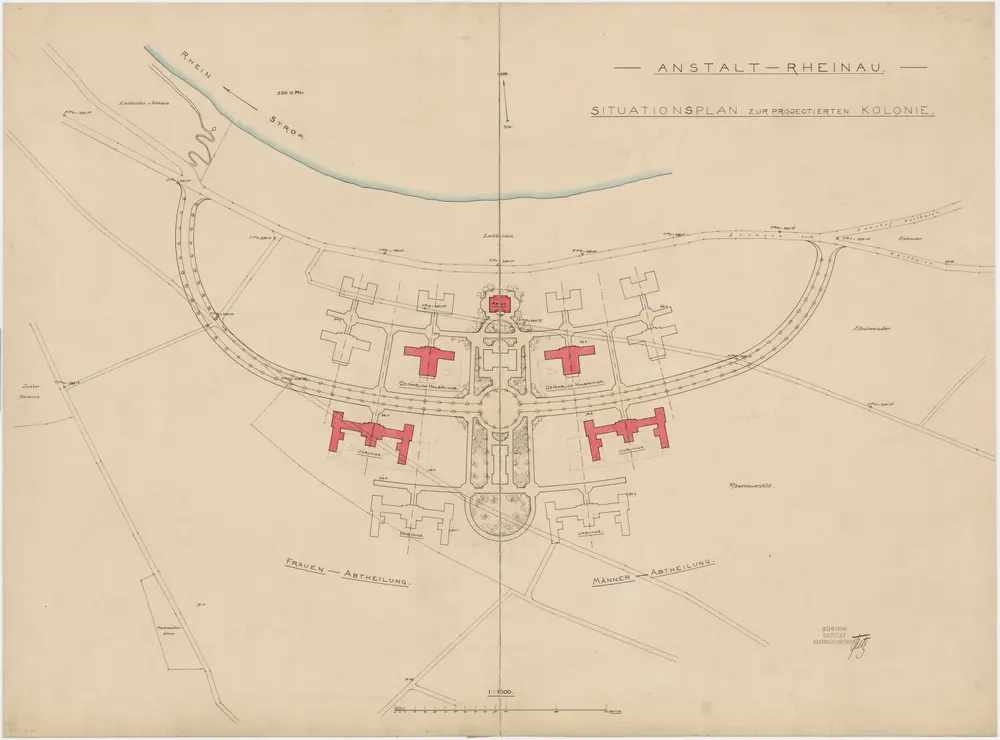 Pflegeanstalt Neu-Rheinau: Projektierte Kolonie; Situationsplan