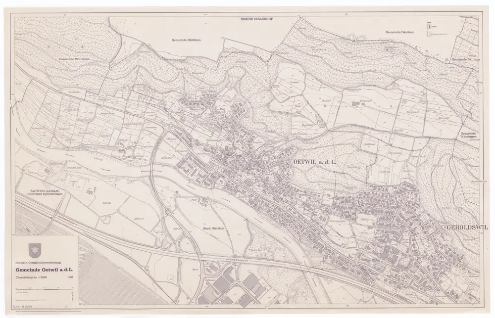 Oetwil an der Limmat: Gemeinde; Übersichtsplan (Schweizerische Grundbuchvermessung)