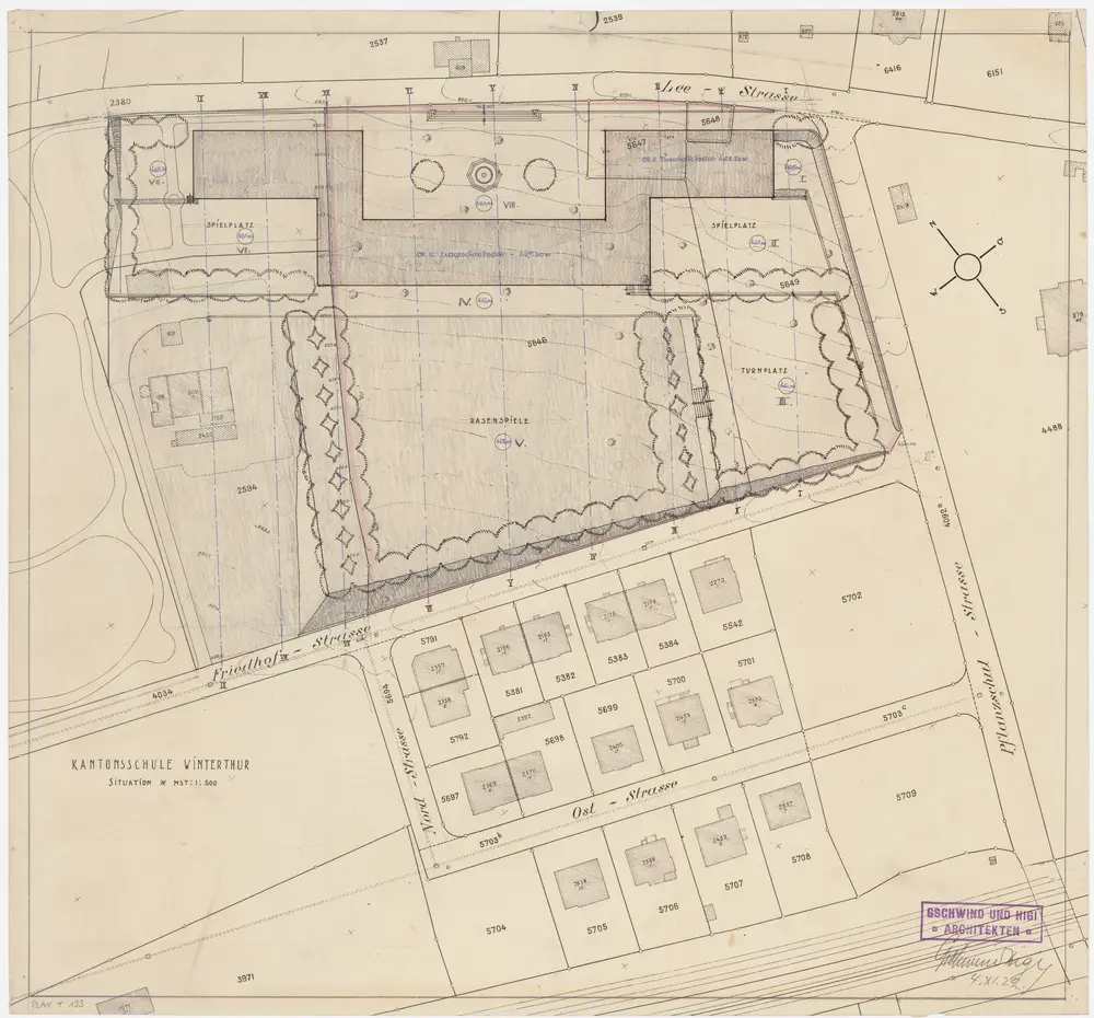 Winterthur: Kantonsschule; Projekt Am Hang; Situationsplan