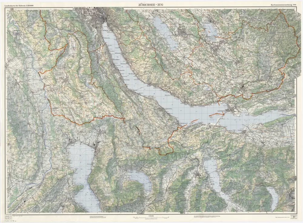 Landeskarte der Schweiz 1 : 50000: Kartenzusammensetzung 5011 (Zürichsee-Zug)