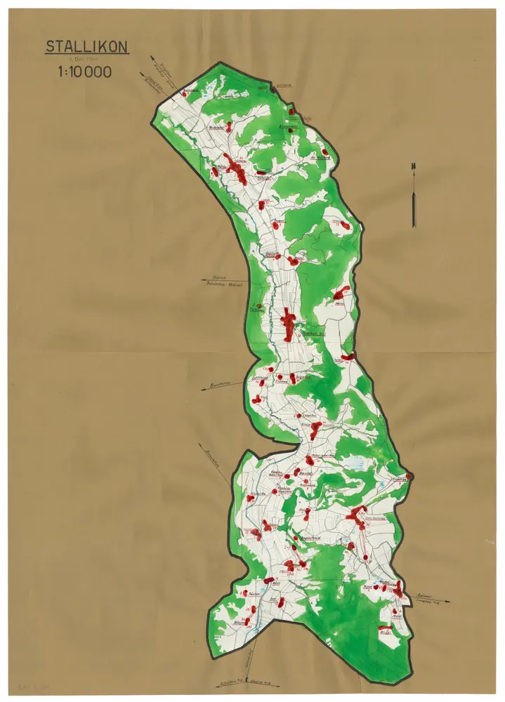 Stallikon: Definition der Siedlungen für die eidgenössische Volkszählung am 01.12.1950; Siedlungskarte
