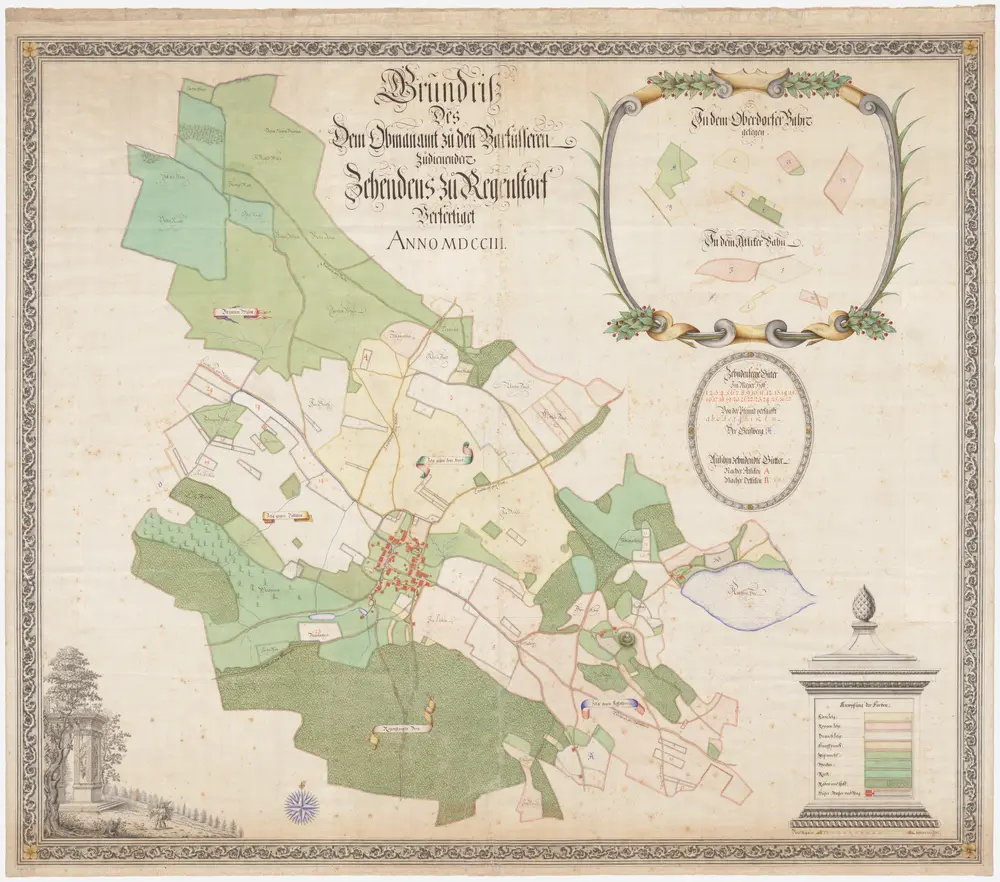 Regensdorf: Zehntenbezirk, zehntenpflichtig dem Obmannamt, samt Ein- und Auszehnten sowie zehntenfreien Gütern; Grundrisse
