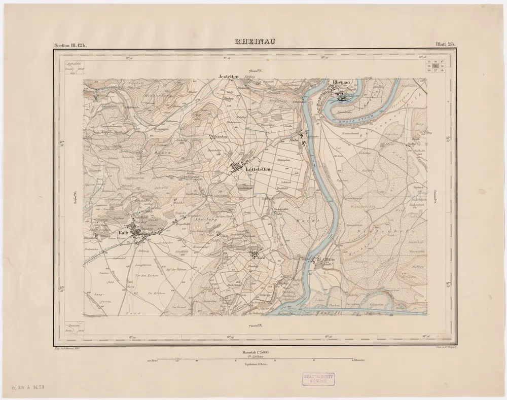 Topographischer Atlas der Schweiz (Siegfried-Karte): Den Kanton Zürich betreffende Blätter: Blatt 25: Rheinau