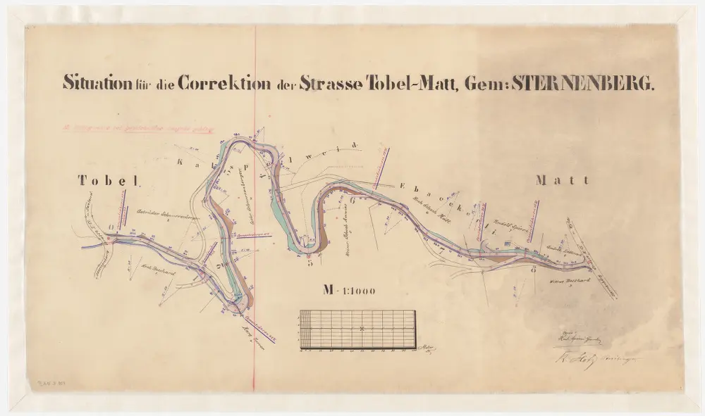 Sternenberg: Strassenkorrektion von Vordertobel bis Matt; Situationsplan (Blatt I)