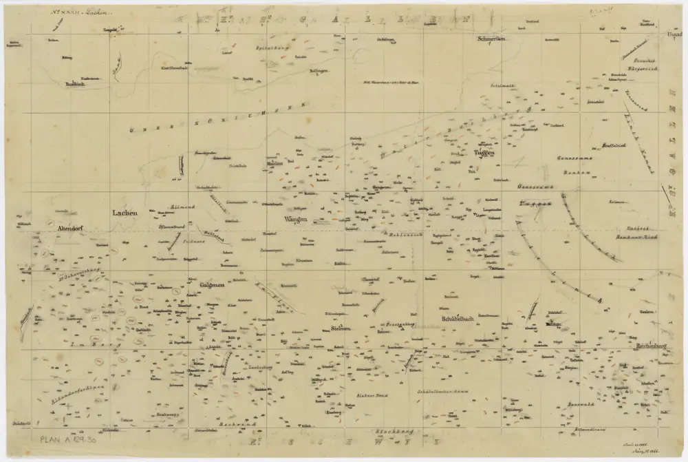 Vorlagen für die Topographische Karte des Kantons Zürich (Wild-Karte): Schrift-Pausen: Blatt XXXII: Lachen