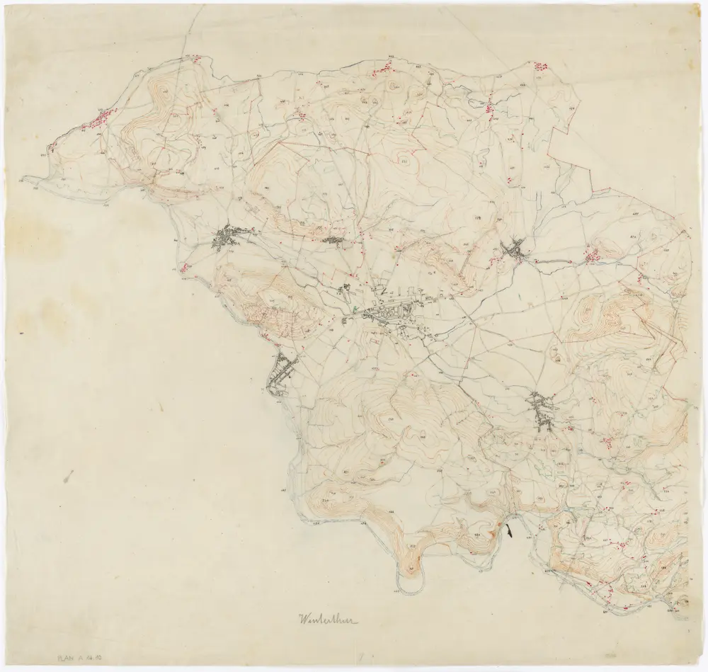 Vorlagen für die Topographische Karte des Kantons Zürich (Wild-Karte): Bezirk Winterthur: Kartenbild-Pause: Winterthur und Umgebung