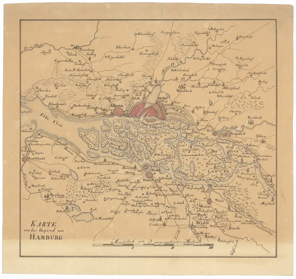 Karte von der Gegend um Hamburg