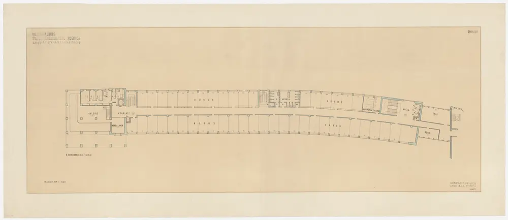 Zürich: Verwaltungsgebäude auf dem Stampfenbachareal; Projektausführung; Walche-Gebäude, 1. Obergeschoss; Grundriss