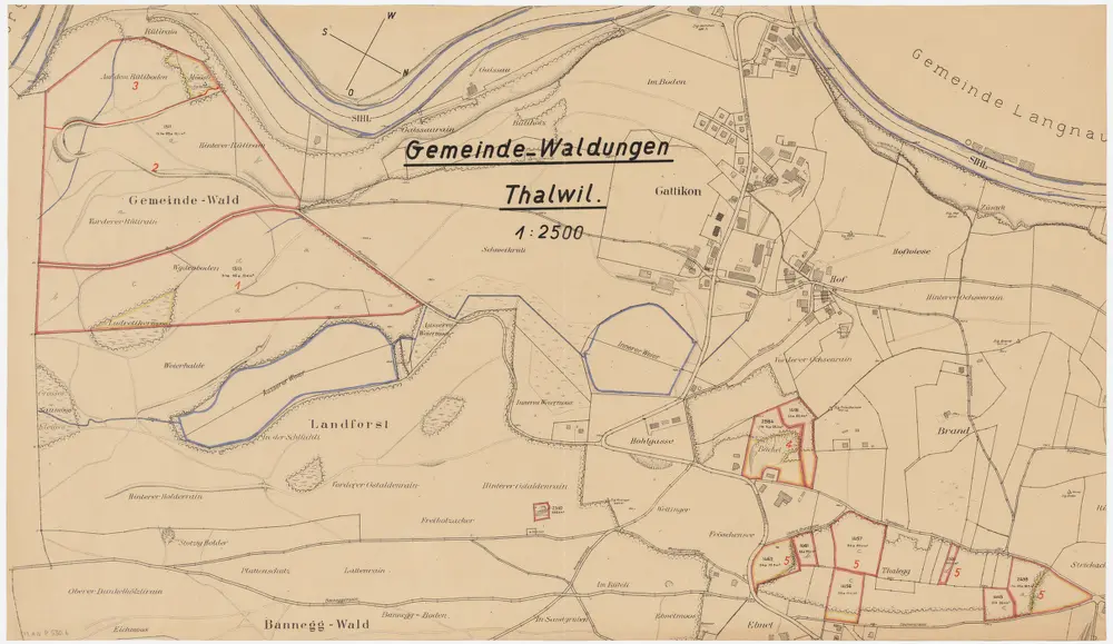 Thalwil: Gemeinde- und Genossenschaftswaldungen: Gemeindewaldungen Widenboden, Rütirain, Rütiboden, Büchel und Tällegg (Thalegg); Grundriss