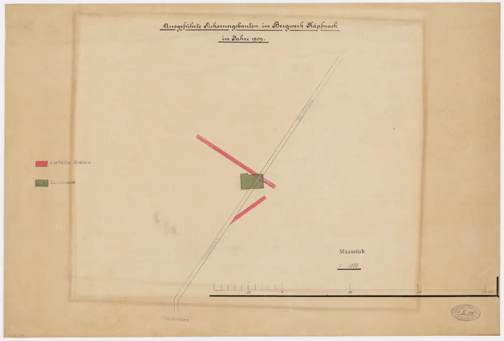 Horgen: Kohlebergwerk Käpfnach, ausgeführte Sicherungsbauten; Grundriss