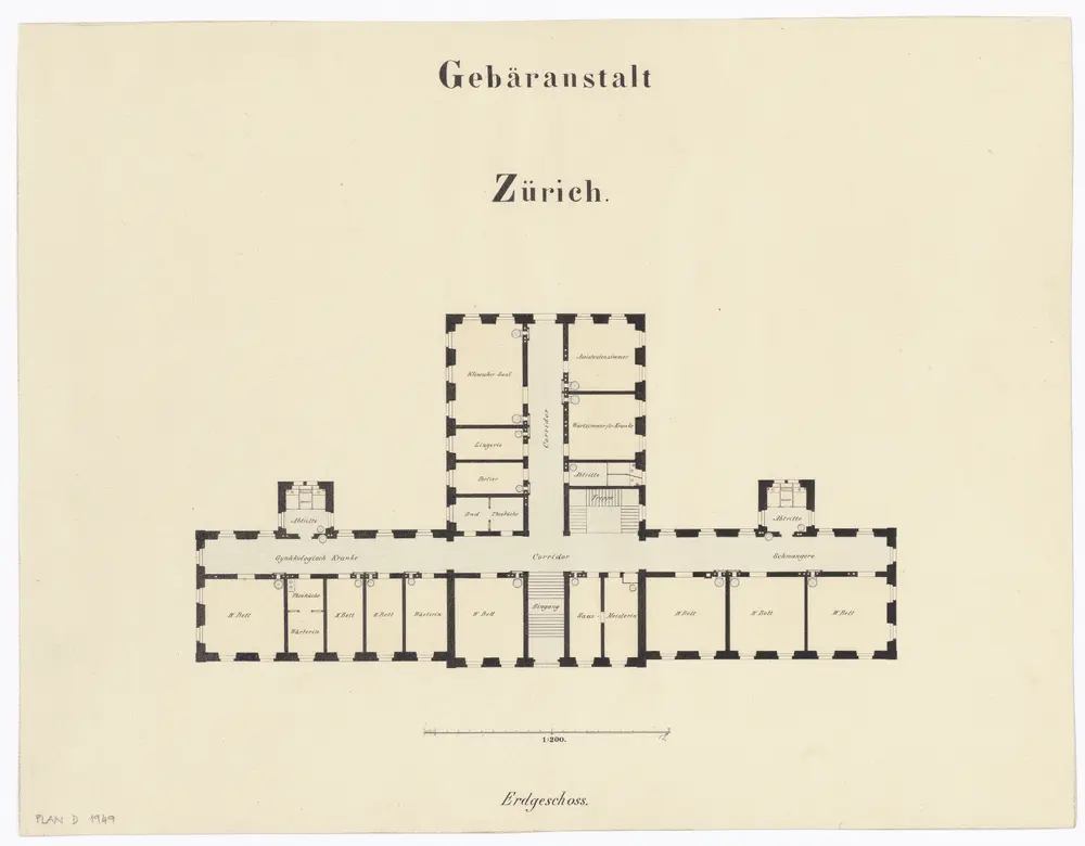 Gebäranstalt: Erdgeschoss; Grundriss