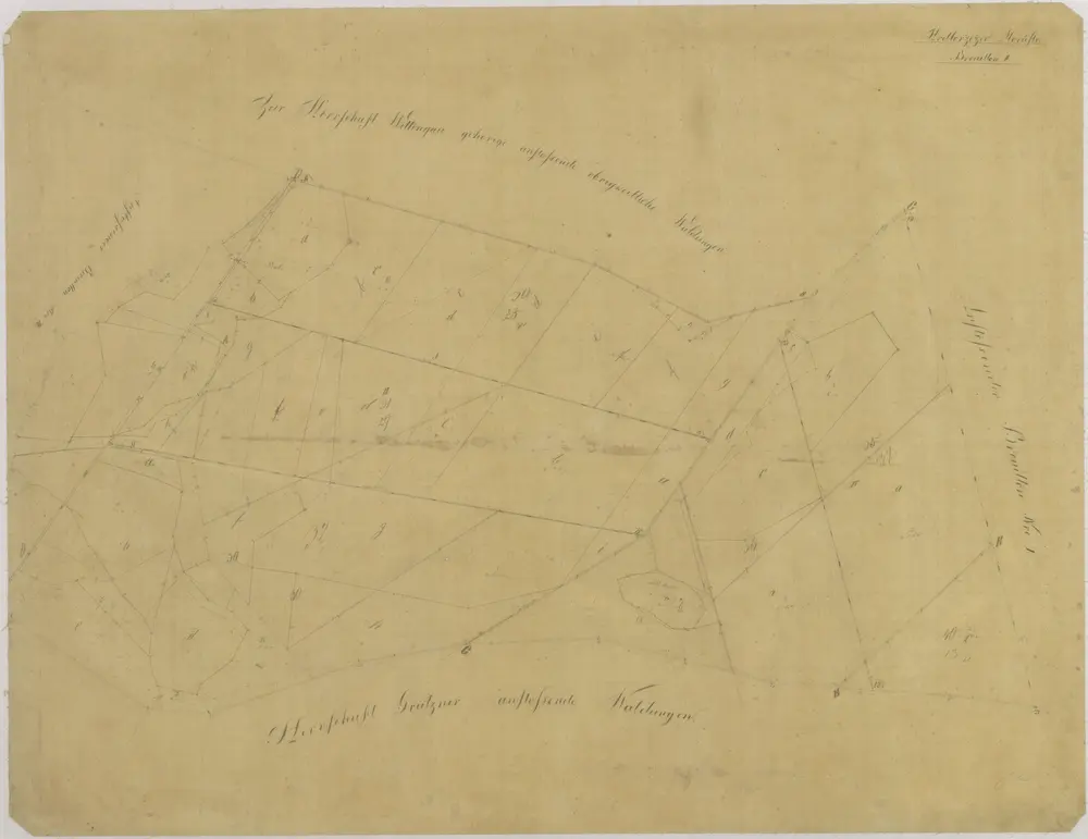 Brouillon hospodářské mapy hrdlořezských bažin 1