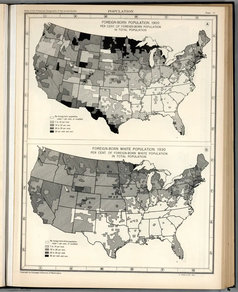 Plate 72.  Population.  Foreign-Born Population, 1900 - 1930.