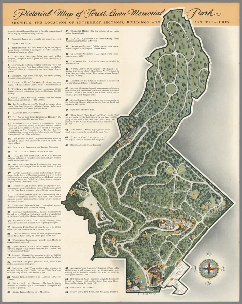 Pictorial map of Forest Lawn Memorial - Park, Glendale, California