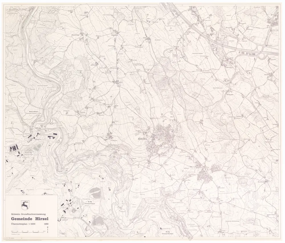Hirzel: Gemeinde; Übersichtsplan (Schweizerische Grundbuchvermessung)