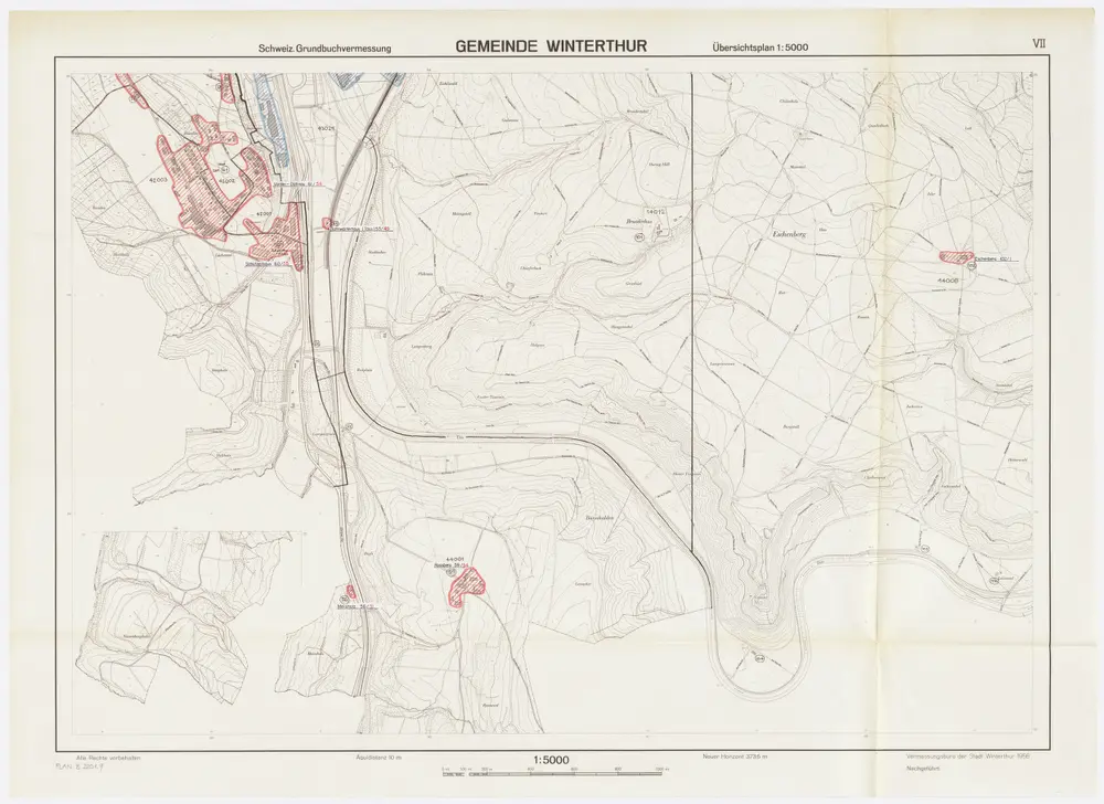 Winterthur: Definition der Siedlungen für die eidgenössische Volkszählung am 01.12.1970; Siedlungskarten: Teilkarte VII