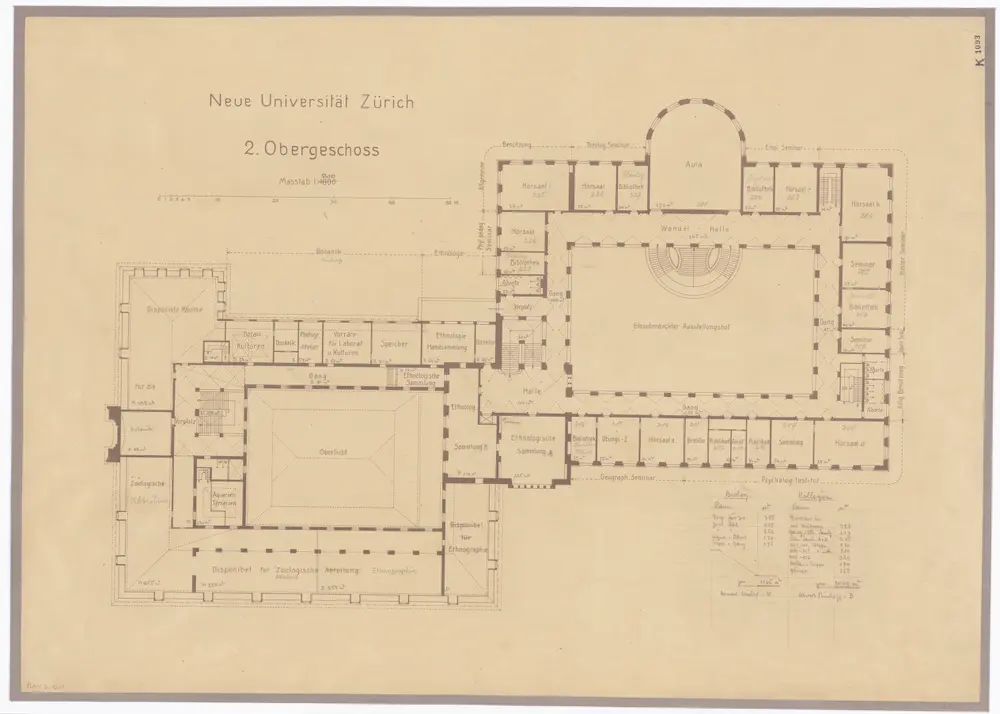 Universität Zürich: 2. Stock; Grundriss