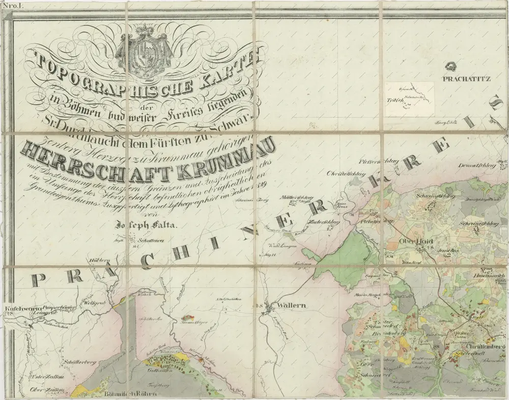 Topographische Karte der in Böhmen budweiser Kreises liegenden