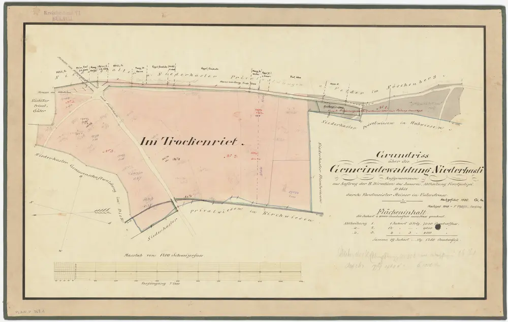 Niederhasli: Gemeinde- und Genossenschaftswaldungen: Trochenriet (Trockenriet); Grundriss