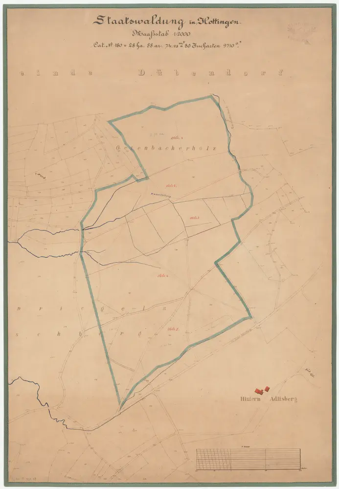 Hirslanden, Hottingen, Oberstrass, Schwamendingen, Zürich: Spital- und Staatswaldungen auf dem Zürichberg und dem Adlisberg: Hottingen: Staatswaldung bei Oetenbacherholz, Rainriegeln, Buschberg auf dem Adlisberg; Grundriss