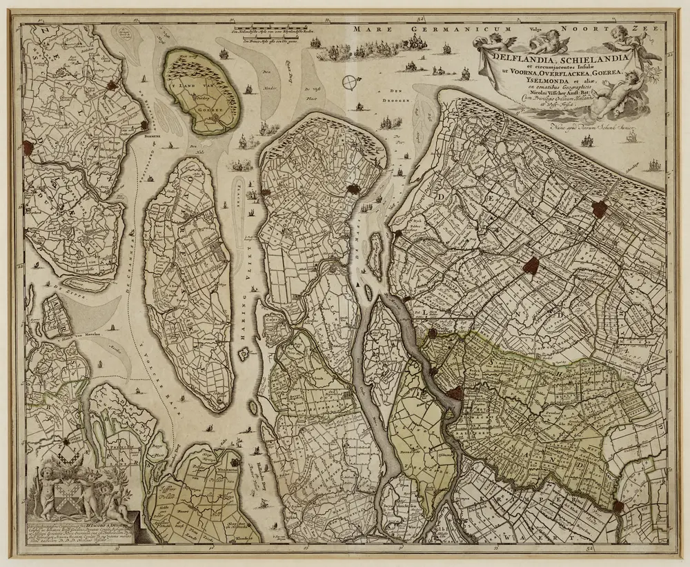 Delflandia, Schielandia et circumjacentes insulae ut Voorna, Overflackea, Goerea, Yselmonda et aliae / ex conatibus geographicis Nicolai Visscher