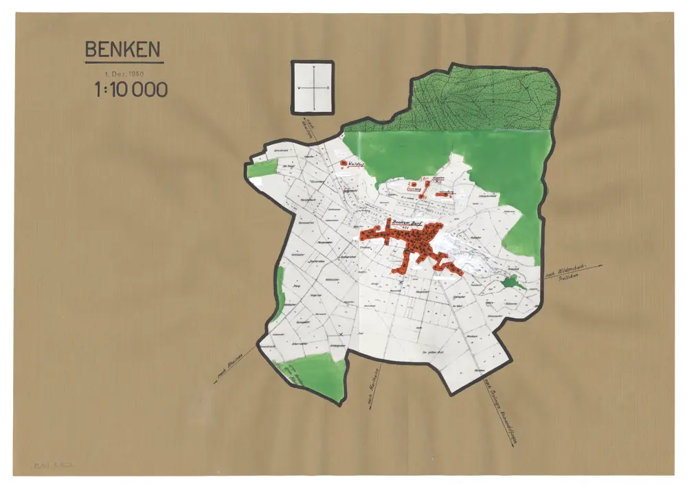 Benken: Definition der Siedlungen für die eidgenössische Volkszählung am 01.12.1950; Siedlungskarte