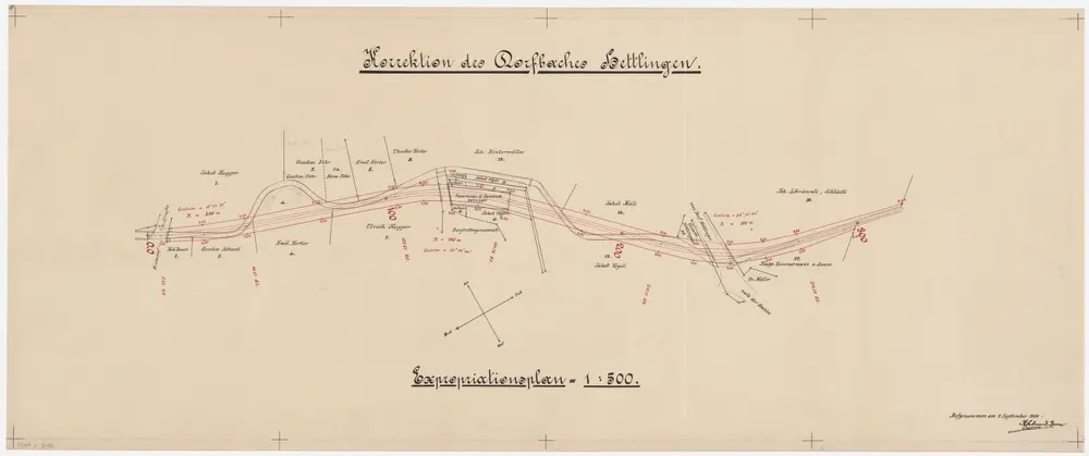 Hettlingen: Dorfbachkorrektion (Wisenbach); Situationsplan (Tösszuflüsse rechtes Ufer, Nr. 20)