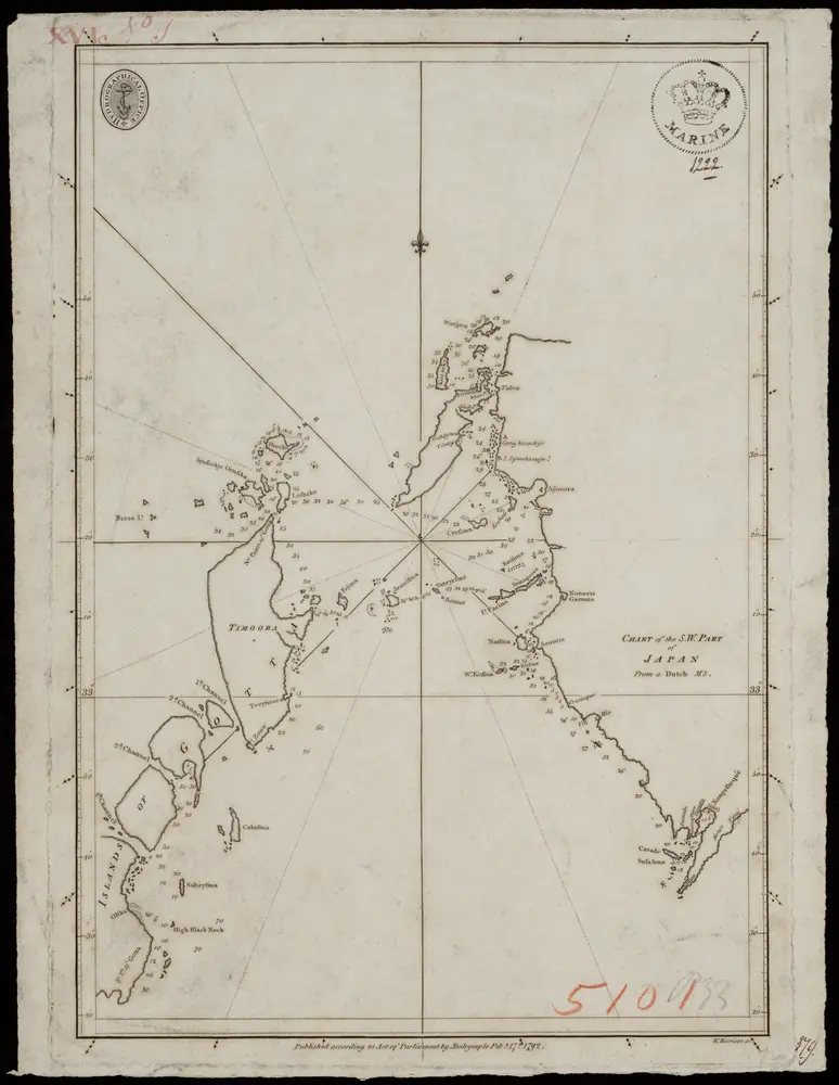 Chart of South West part of Japan From a Dutch M.S.