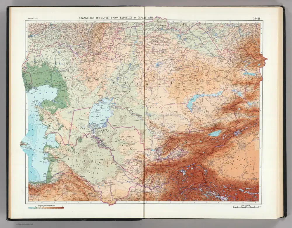 25-26.   Kazakh SSR and Soviet Union Republics in Central Asia.  The World Atlas.