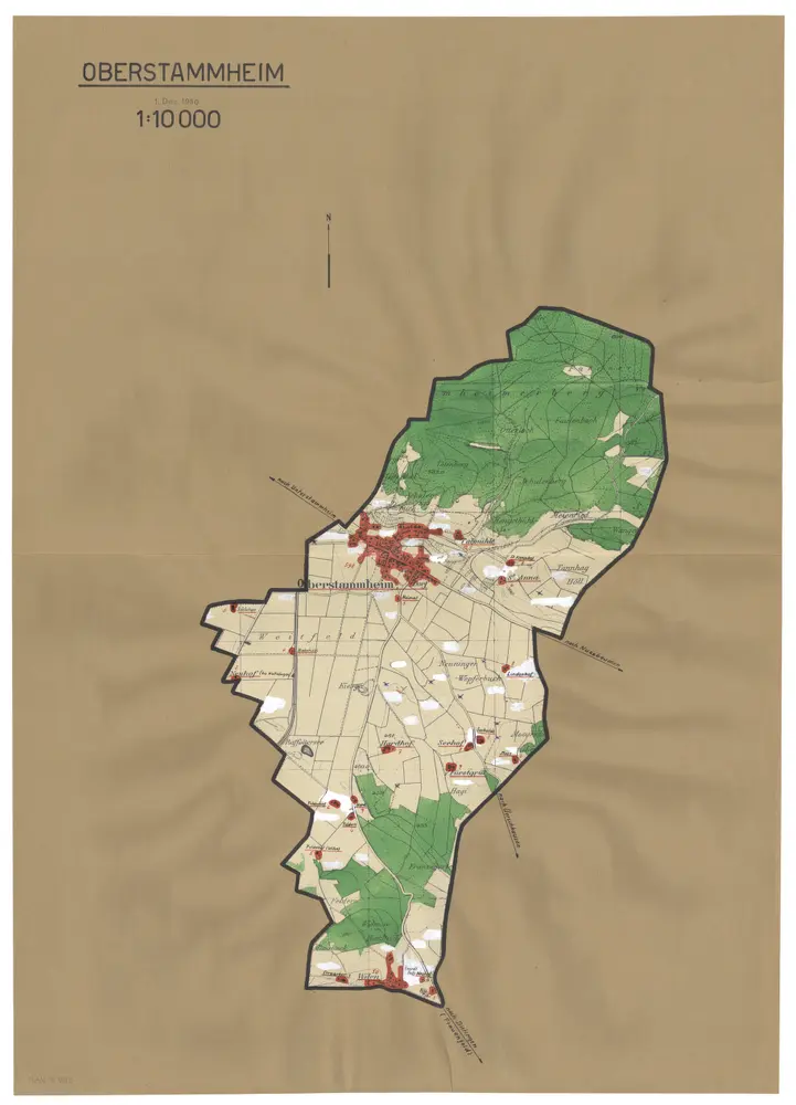 Oberstammheim: Definition der Siedlungen für die eidgenössische Volkszählung am 01.12.1950; Siedlungskarte