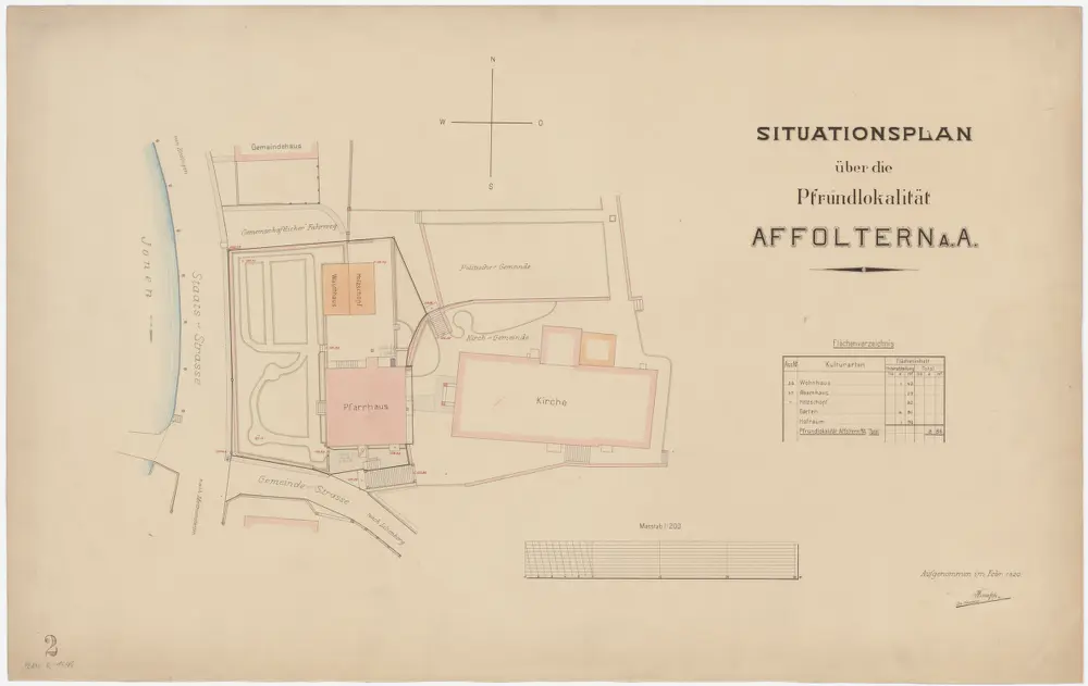 Affoltern am Albis: Pfrundlokalität mit Kirche, Pfarrhaus und Umgebung; Grundriss