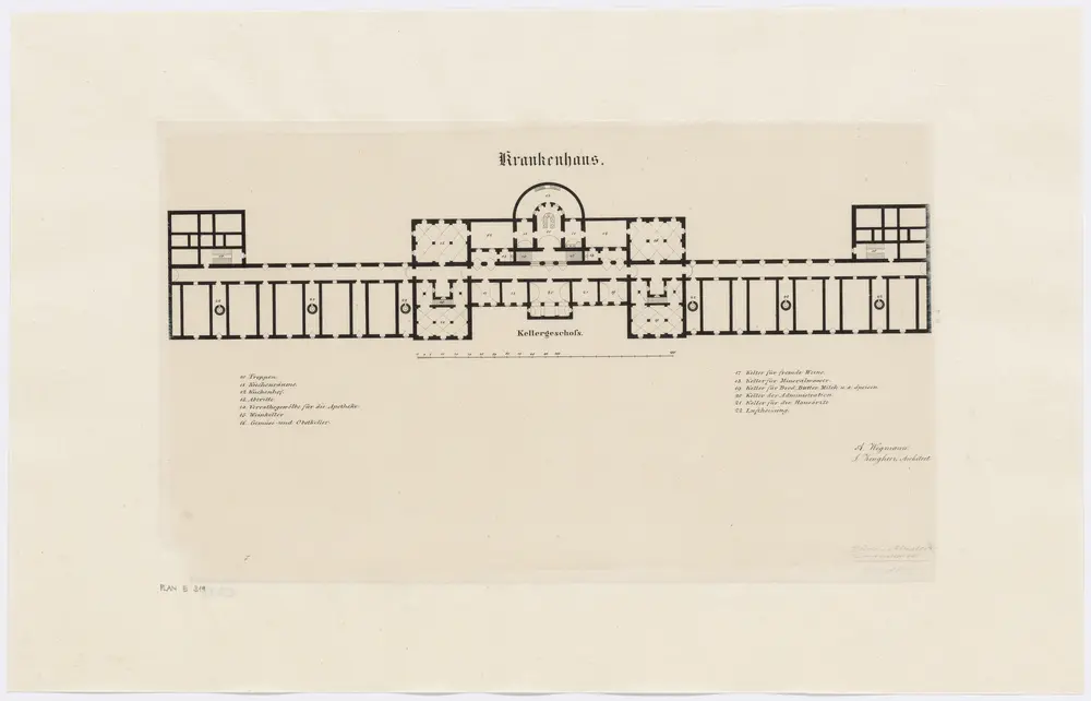 Fluntern: Projektiertes Kantonsspital, Hauptgebäude, Kellergeschoss; Grundriss