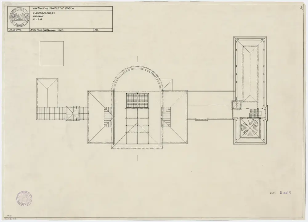Zürich: Universität, Anatomie, 2. Stock; Grundriss