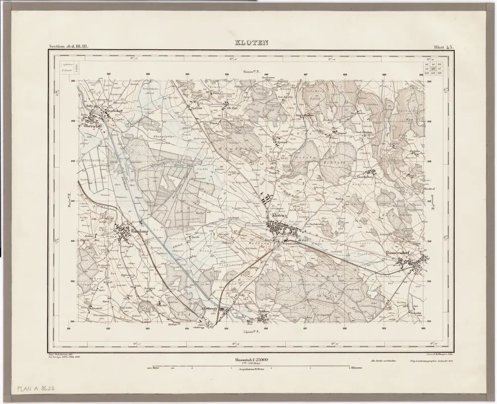 Topographischer Atlas der Schweiz (Siegfried-Karte): Den Kanton Zürich betreffende Blätter: Blatt 43: Kloten