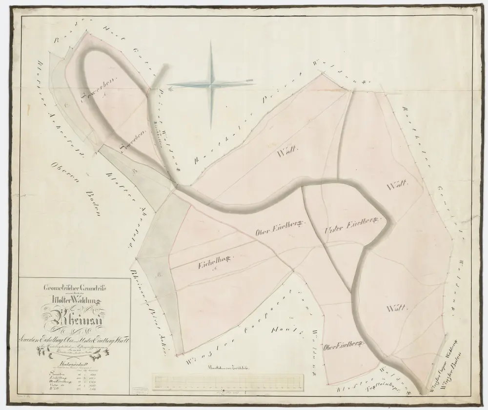 Kloster Rheinau: Waldungen Sewerben, Eichelhag, Ober- und Unter-Euelberg und Watt; Grundriss