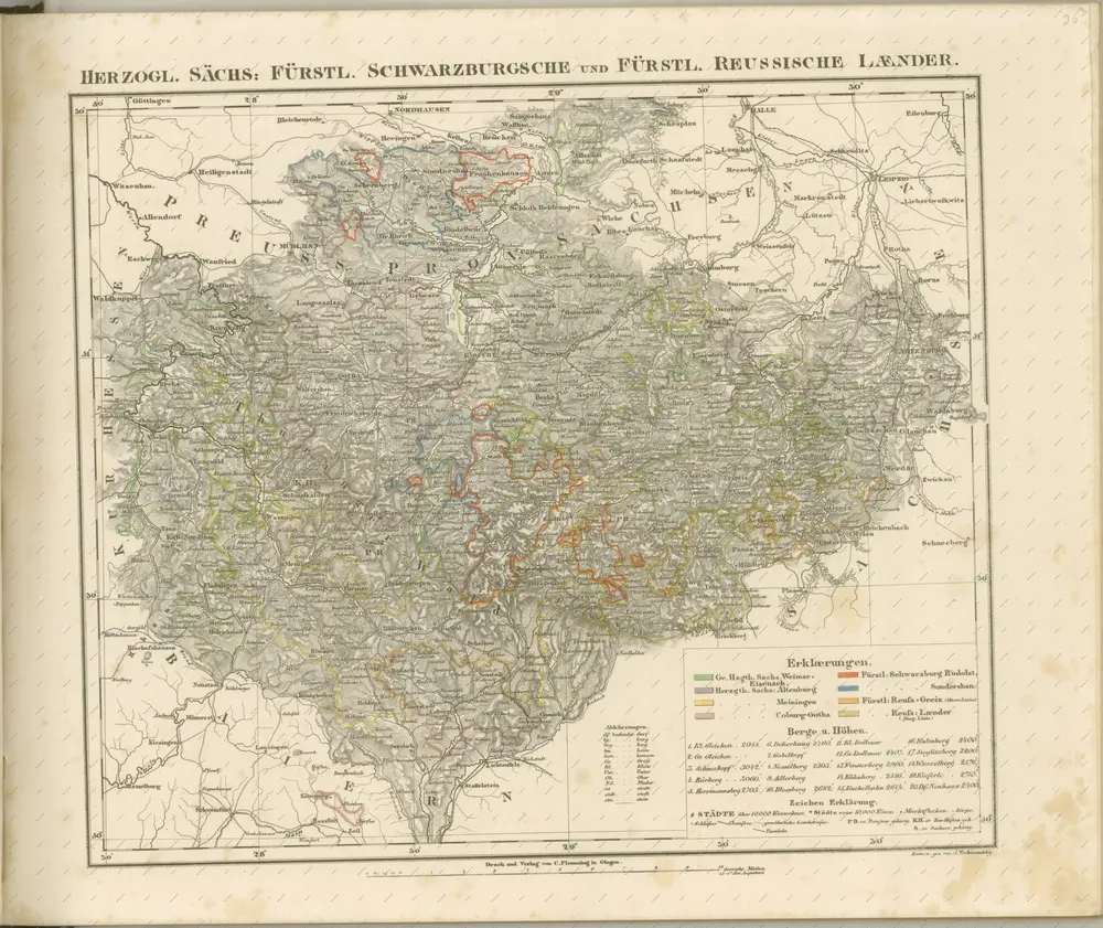 mapa z atlasu "Vollständiger Hand-Atlas der neueren Erdbeschreibung über alle Theile der Erde in 82 Blättern"