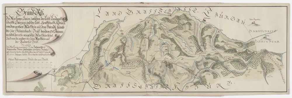 Grenze zwischen der Grafschaft Kyburg und der Landgrafschaft Thurgau von Aadorf bis zum Hörnli; Übersichtsplan