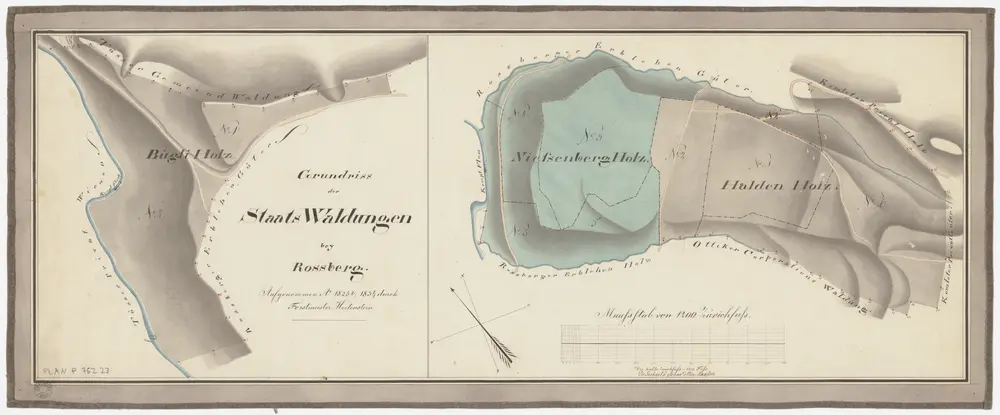 Kyburg, Töss, Illnau-Effretikon (damals Illnau), Schlatt: Staatswaldung: Töss: Bügliholz, Niesenbergholz, Haldenholz; Grundrisse