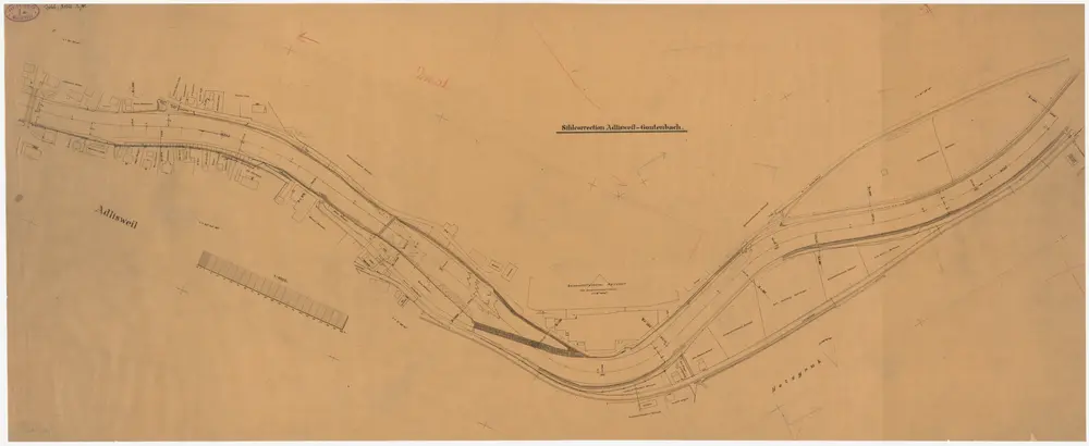 Langnau am Albis, Rüschlikon, Adliswil: Von der Einmündung des Gontenbachs bis zur gedeckten Brücke in Adliswil, Sihlkorrektion; Situationsplan
