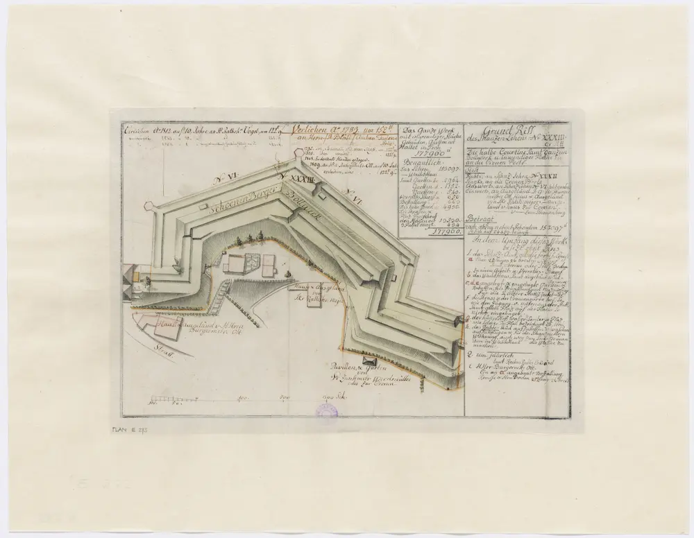 Zürich: Schanzenlehen Nr. 33 Grosse Stadt, beim Schönenberger-Bollwerk; Grundriss