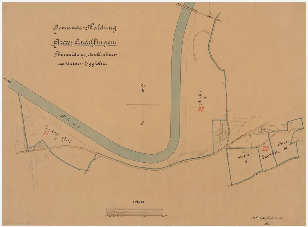 Andelfingen (damals Grossandelfingen): Gemeindewaldung: Gill, Wehri, Vorderi Egg, Unteri Egg (Egghölzli); Grundriss