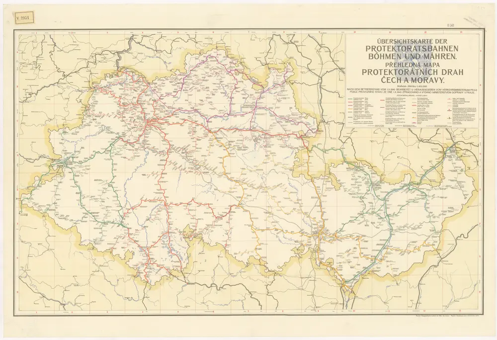 Übersichtskarte der Protektoratsbahnen Böhmen und Mähren