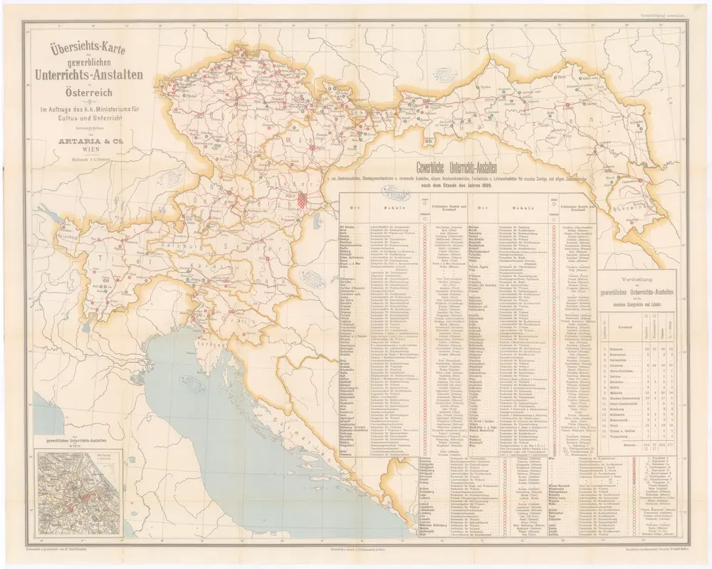 Übersichts-Karte der gewerblichen Unterrichts-Anstalten in Österreich