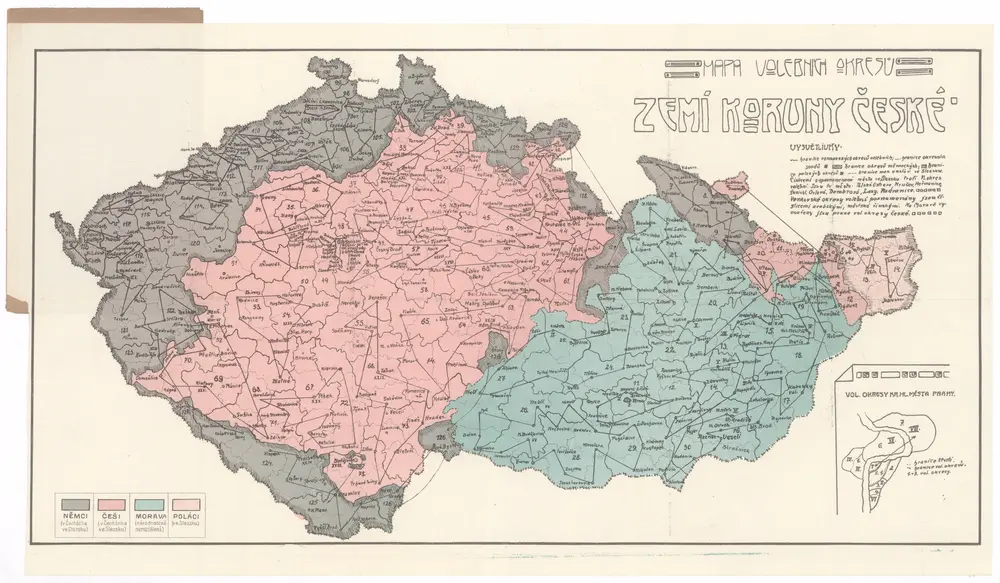 Mapa volebních okresů zemí Koruny české