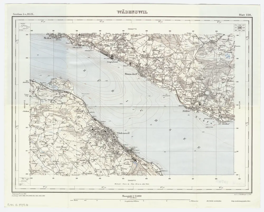 Topographischer Atlas der Schweiz (Siegfried-Karte): Blatt 228: Wädenswil