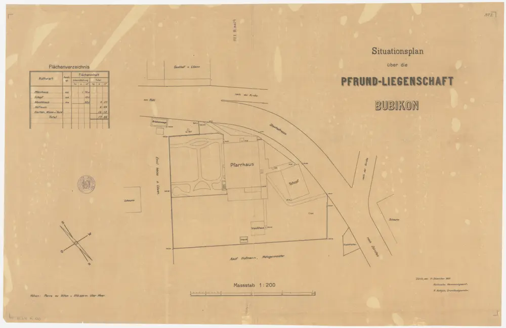 Bubikon: Pfrundliegenschaft mit Pfarrhaus; Grundriss (Nr. 2)